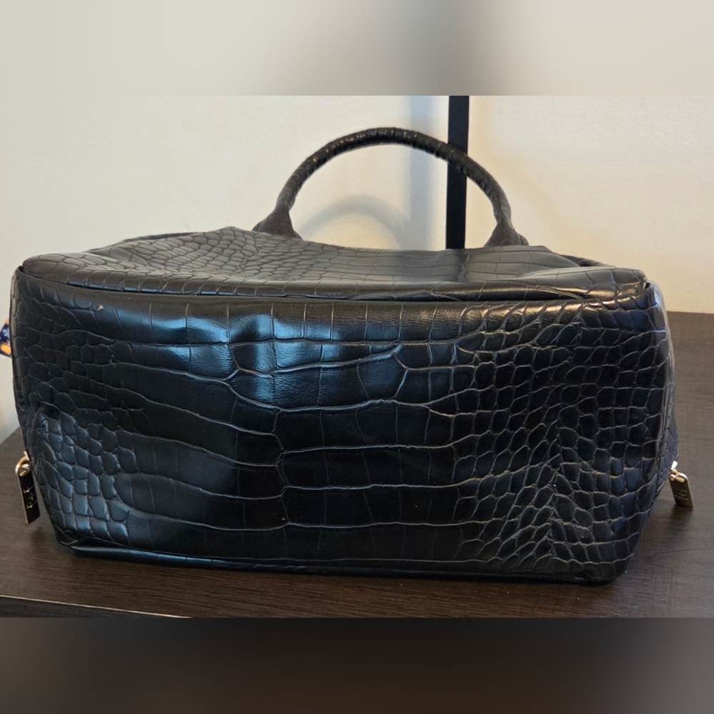 Fit + Fresh Black Croc-Embossed Insulated Lunch Tote / Carry Bag - Picture 5 of 7